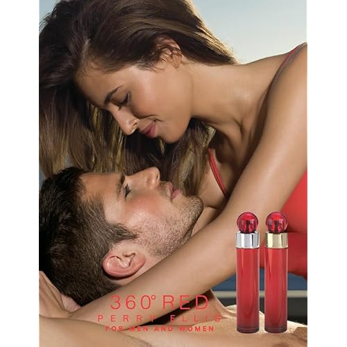Perry Ellis 360 Red 3.4oz EDT Spray, 6oz Body Spray, 3oz Shower Gel, 7.5ml EDT Spray Men 4 Pc Gift Set