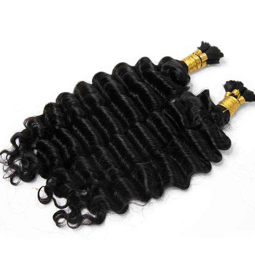 Pre-Divided Deep Wave Double Drawn Human Hair For Boho Braids Curly Bulk Human Hair No Weft For Braiding Human Hair Extensions 18inch 100g