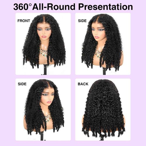 7x6 Burmese Curly Glueless Wigs Human Hair Pre Plucked Pre Cut 250% Density Drawstring Wig Human Hair 7x6 HD Lace Front Wigs Human Hair for Black Women Wear and Go Glueless Wig Natural Color 18inch
