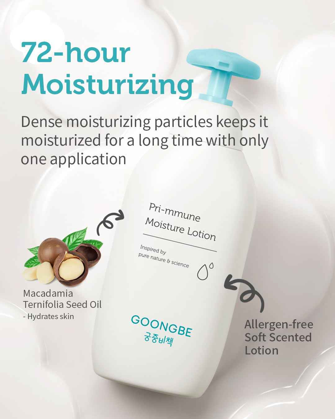 GOONGBE Pri-mmune Shampoo Bath & Moisture Lotion - Korean Baby Cleanser and Body Lotion - Hypoallergenic Moisturizing & Calming Daily Skincare - Gentle Cleanse, Naturally Derived, 11.8 oz.