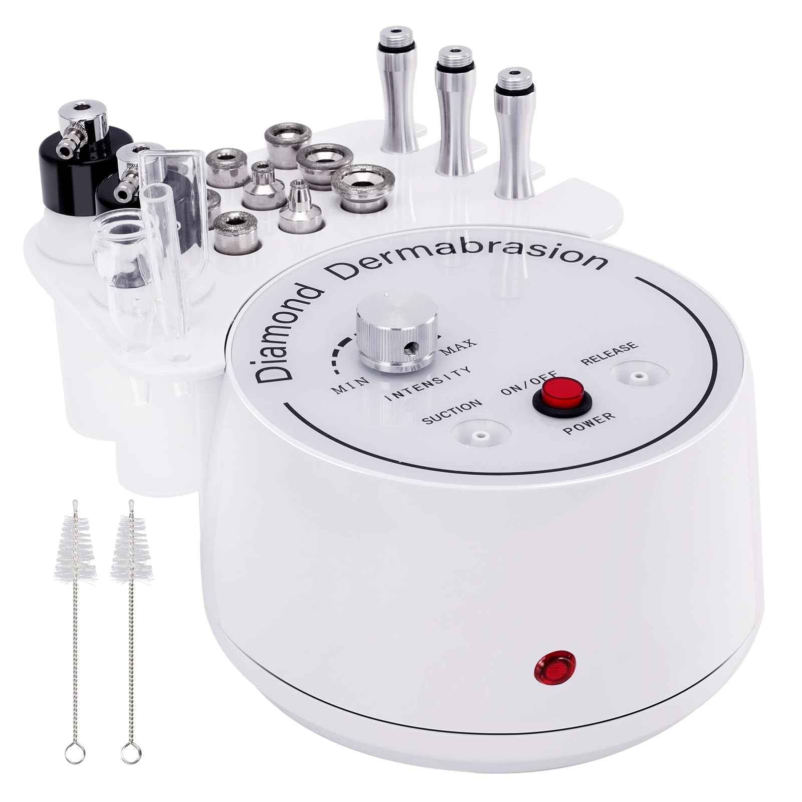 3 in 1 Diamond Micro DermaBrasion Machine, Mcwdoit Professional Dermabrasion Facial Skin Care Device with Wand, Spray Bottle and Vacuum Glass Tube for Personal Home Beauty Salon Use