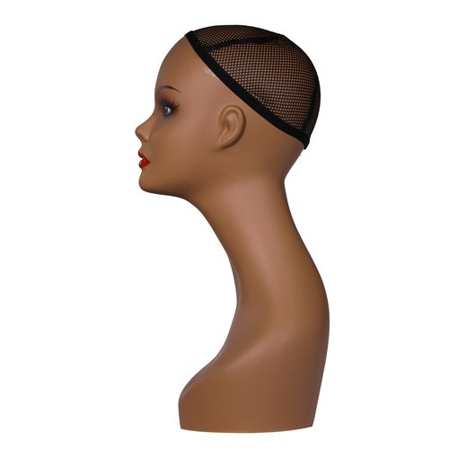 J&F CO. 4PCS Mannequin Heads for Wigs, 18" Lifelike Tan Plastic Manikin Display Heads for Sunglasses, Earrings, Jewelry Display, Beauty Accessories, PE-B