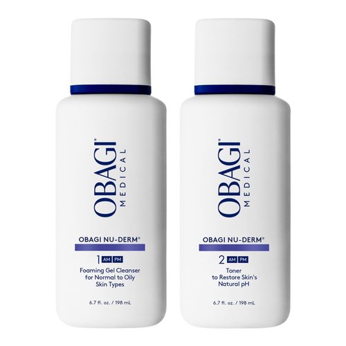 Obagi Nu-Derm Foaming Gel Cleanser & Face Toner Bundle – Gently Tones, Cleanses to Remove Makeup & Build-Up for a Fresh Complexion with Witch Hazel & Aloe Vera – for Normal to Oily Skin Types