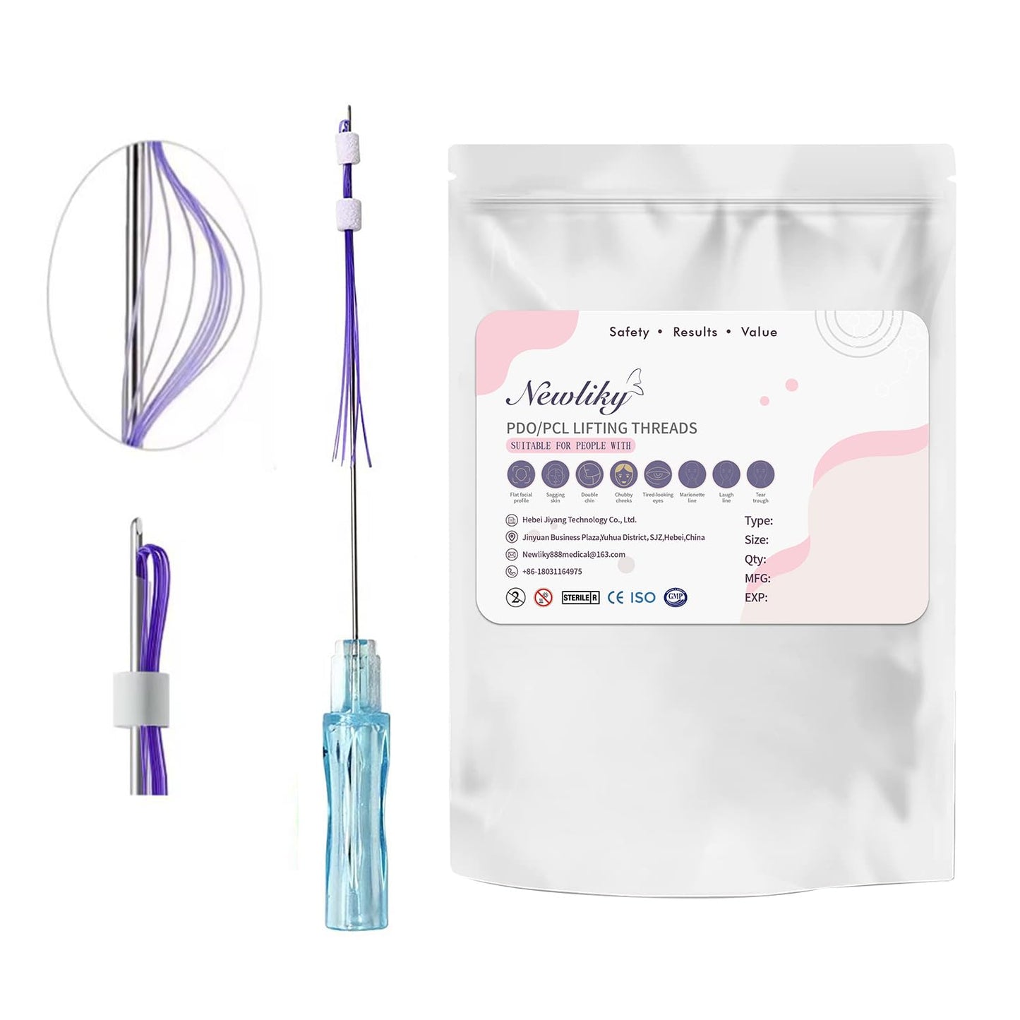 Pdo Threads Multi for Face and Whole Body Lift/Absorbable Lifting Threads with Blunt L Tip/PDO Threads - Minimally Invasive Face Lift Treatment 16PCS (23G38mm)