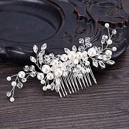 Urberry Bridal Flower Side Hair Clips Pearl Bridal Headpiece Wedding Accessories