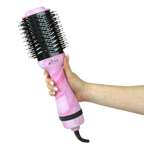 Aria Beauty Blow Dry Brush - Blow Dryer with Adjustable Heat and Speed Settings - Dual-Bristle Design for Smoothness and Volume - Pink Marble - 1 pc
