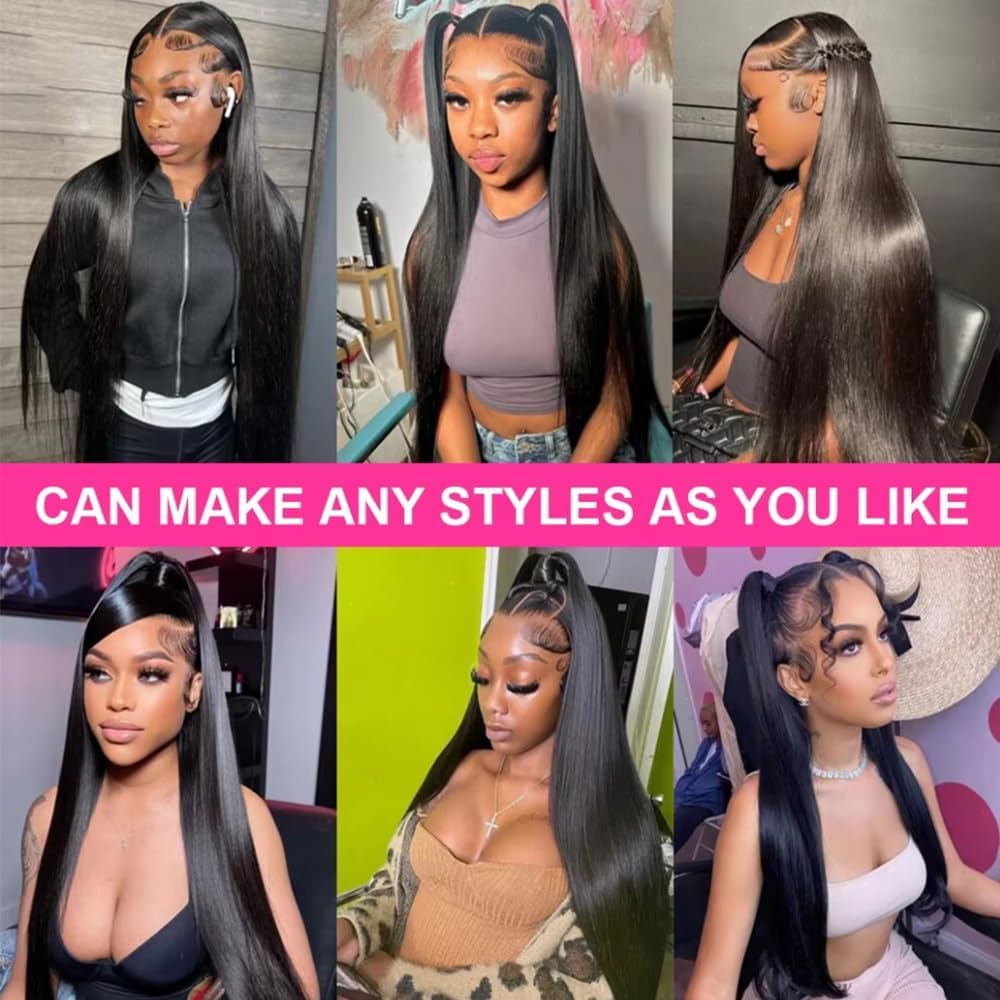13x6 Straight Lace Front Wig Human Hair 220% Density HD Transparent Lace Front Wigs for Women 30 Inch Lace Wigs Brazilian Virgin Real Human Hair