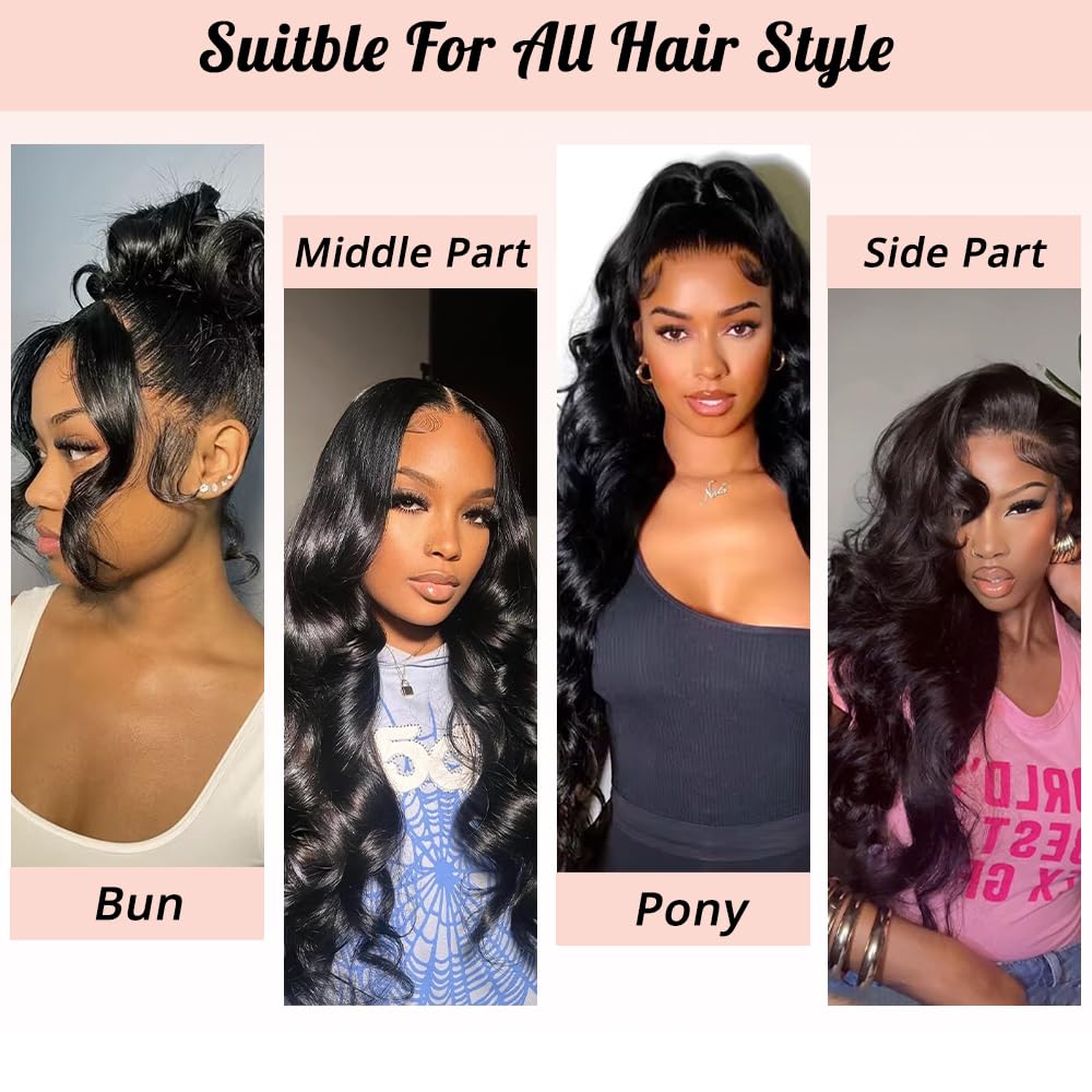 PRUWIGS 360 Lace Front Wigs Human Hair Body Wave 200% Density 20 Inch Upgraded Hidden Straps 360 HD Full Lace Wigs Human Hair With Drawstring Pre Plucked With Baby Hair for Women Natural Black