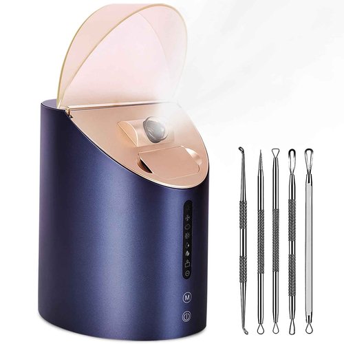 Facial Steamer DENFANY Nano Steamer Ionic Hot & Cool Mist Home SPA | 8 Steam Modes | Aromatherapy Basket | Digital LCD Screen | Extraction Set