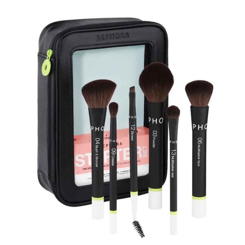 Sephora Favorites The Starter Brush Set - 3 Face Brushes - 3 Eye Brushes and 1 Makeup Bag