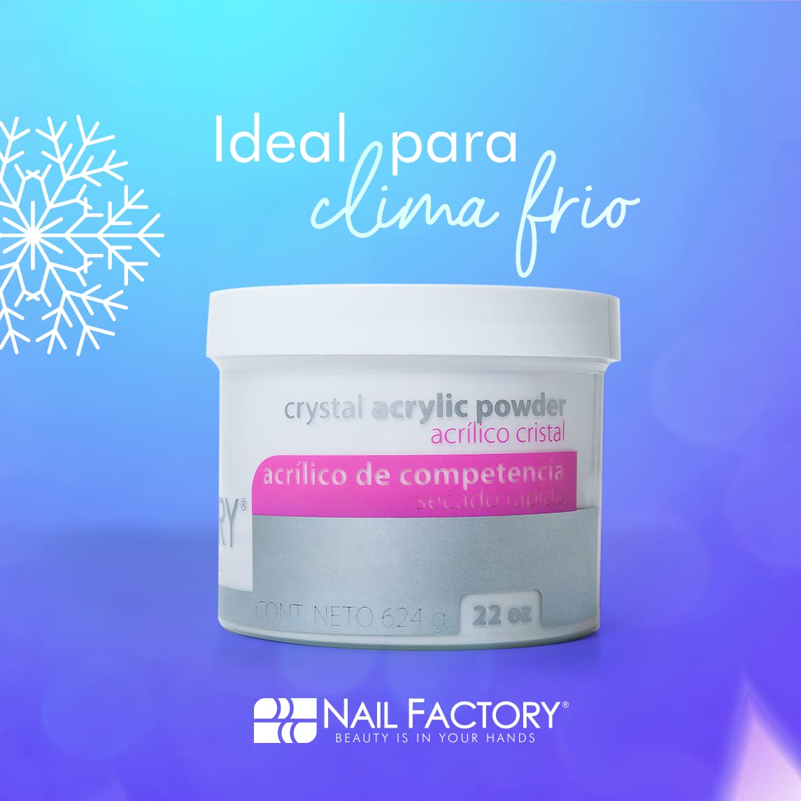 NAIL FACTORY - PROFESSIONAL GRADE FAST SET CLEAR ACRYLIC POWDER 22 OZ, Professional Acrylic Powder for Sculpting & Building Nails.