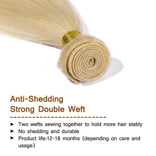 Msthoo 613 Brazilian Virgin Hair Bundles Blonde Silky Straight Human Hair Extensions Replacement Bundle for Women 30 inches