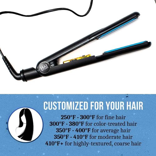 HAI Convertible Ceramic Hair Straightener for Women - Professional Fast Heating Flat Iron with 5 Temperature Levels for All Hair Types - (Classic Blue)