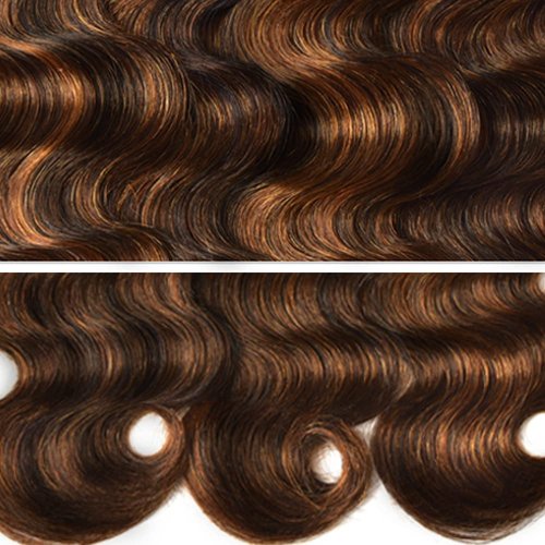 20 22 24 Inch DiexrLamx Hair Highlight Bundles Human Hair P1B30 Body Wave Bundle Brazilian Virgin Hair 3 Bundles Light Brown Body Wave Hair Weave 100g/Pc