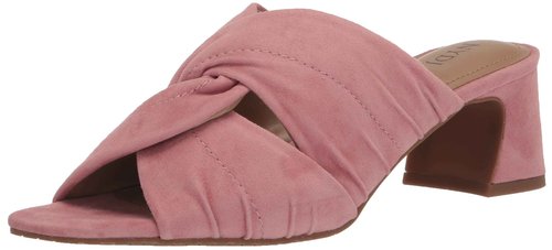 NYDJ Women's Griselda Mule Heeled Sandal, Suede Blush Pink, 5.5
