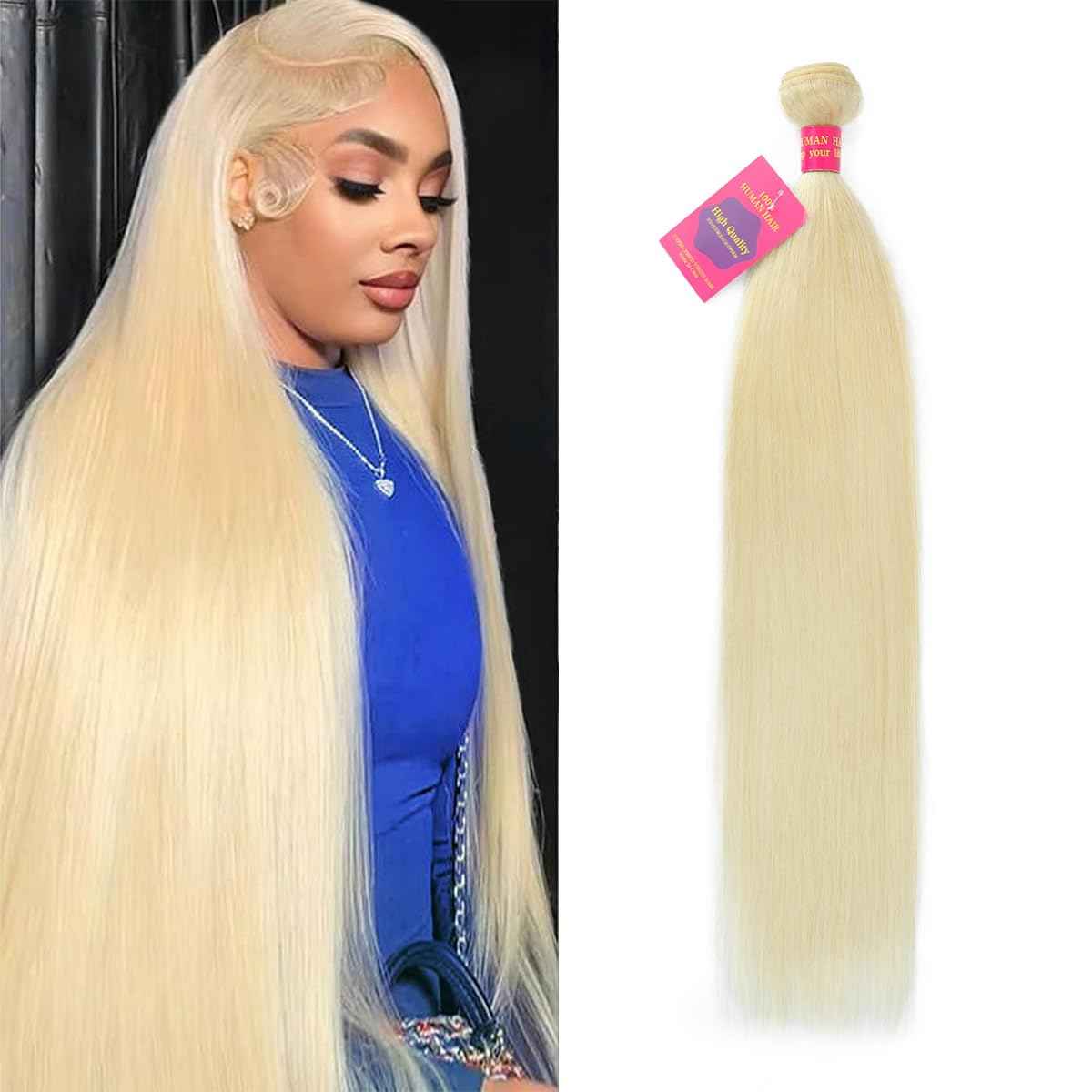32 Inch 613 Bundles Human Hair Straight Blonde Human Hair Bundles 100% Unprocessed 12A Brazilian Virgin Hair Bundle 1 Blonde Bundle Human Hair for Women