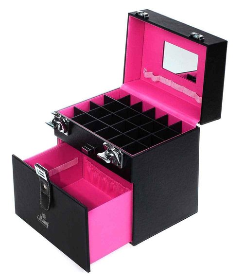 SHANY Color Matters - Makeup Travel Case Nail Accessories Organizer and Makeup Train Case - Makeup Storage Box - Black