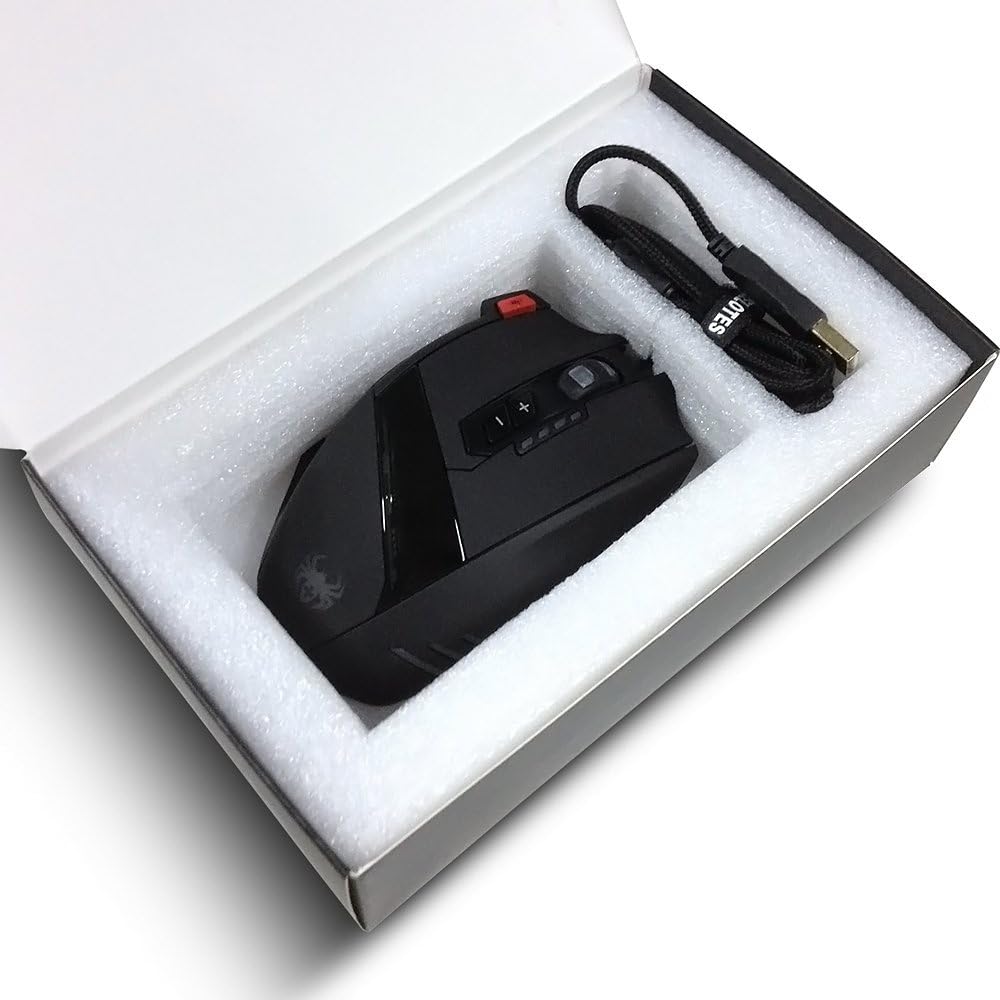 12 Programmable Buttons C12 Gaming Mouse, AFUNTA Laser Double-Speed Adjustment 8000DPI Mice Support 4 Level Switch
