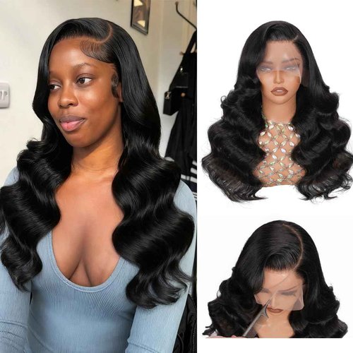 ZCORGDHAIR Body Wave Lace Front Wigs 13x6 Lace Wig Human Hair Hd Lace Front Wig Human Hair Wigs Body Wave Frontal Wig Baby Hair Natural Hairline Natural Black(30in)
