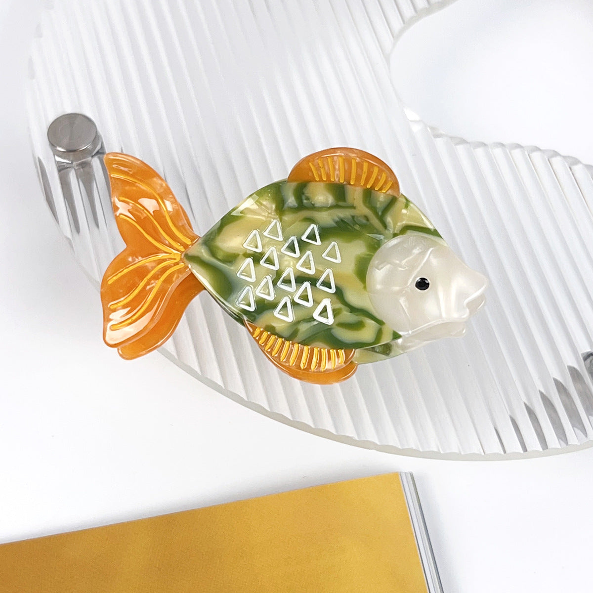 Goldfish-Shaped Acetate Hair Clip for Back of Head