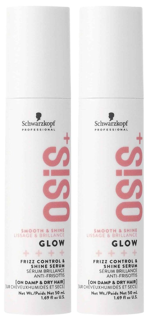 OSiS+ Glow Anti-Frizz Shine Serum 1.69 oz (2 Pack) |Lightweight, Non-Greasy Formula | Heat Protection, Frizz Control, and Humidity Protection | For All Hair Types