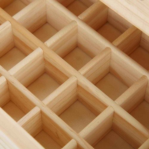 Wooden Essential Oil Storage, Essential Oil Organizer with 90 Slots Three-Tiered, 9.6 X 4.0 Inch Essential Oil Holder for Essential Oil Crystal, Jewel Organizing