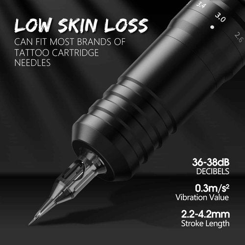 Tattoo Gun Wireless tattoo machine, 2400mAh Rotary Tattoo Machine with 6 stroke length Options, Pro Tattoo Guns with Coreless Motor Power reliable for all kinds of needles, ink-Kiss of Dragon