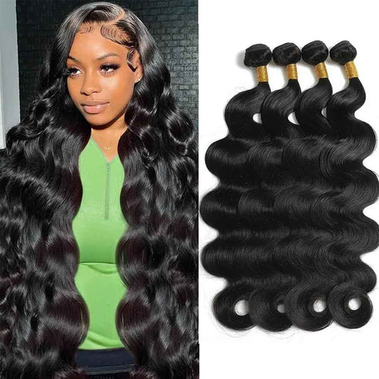 Human Hair Bundles 20 20 20 20 Inch Body Wave Bundles Human Hair 100% Unprocessed Brazilian Virgin Weave 4 Bundle Natural Black for Women Hair Extensions