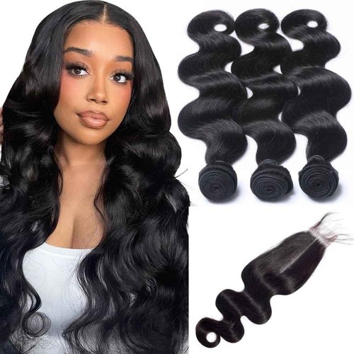 HEREAL 2x6 HD Lace Closure with Bundles 20 22 24 +18 Inch Body Wave 3 Bundles with Closure Human Hair Unprocessed Brazilian Virgin Human Hair Natural Color