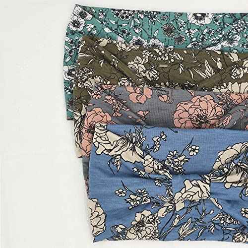 Wide Boho Headbands for Women Fashion Knotted Headband Yoga Workout Hair Accessories African Head Wrap 4 Pack