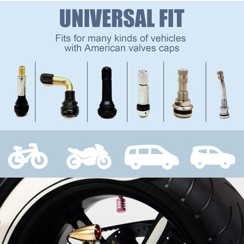 Tire Valve Stem Caps Cover - (5 Pack) Tire Air Cap N2 Nitrogen Metal with Plastic Liner Corrosion Resistant Leak-Proof for Car Truck Motorcycle Bike Pink