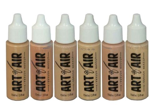 Art of Air Professional Airbrush Cosmetic Makeup System/Fair to Medium Shades 6pc Foundation Set with Blush, Bronzer, Shimmer and Primer Makeup Airbrush Kit