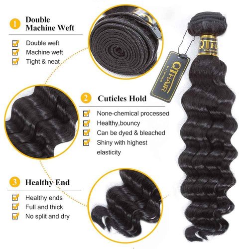 QTHAIR Brazilian Loose Deep Wave Bundle 28" 16A 100% Unprocessed Brazilian Virgin Human Hair Bundles Brazilian Virgin Loose Deep Curly Human Hair Weave Wet and Wavy Curly Hair Bundle