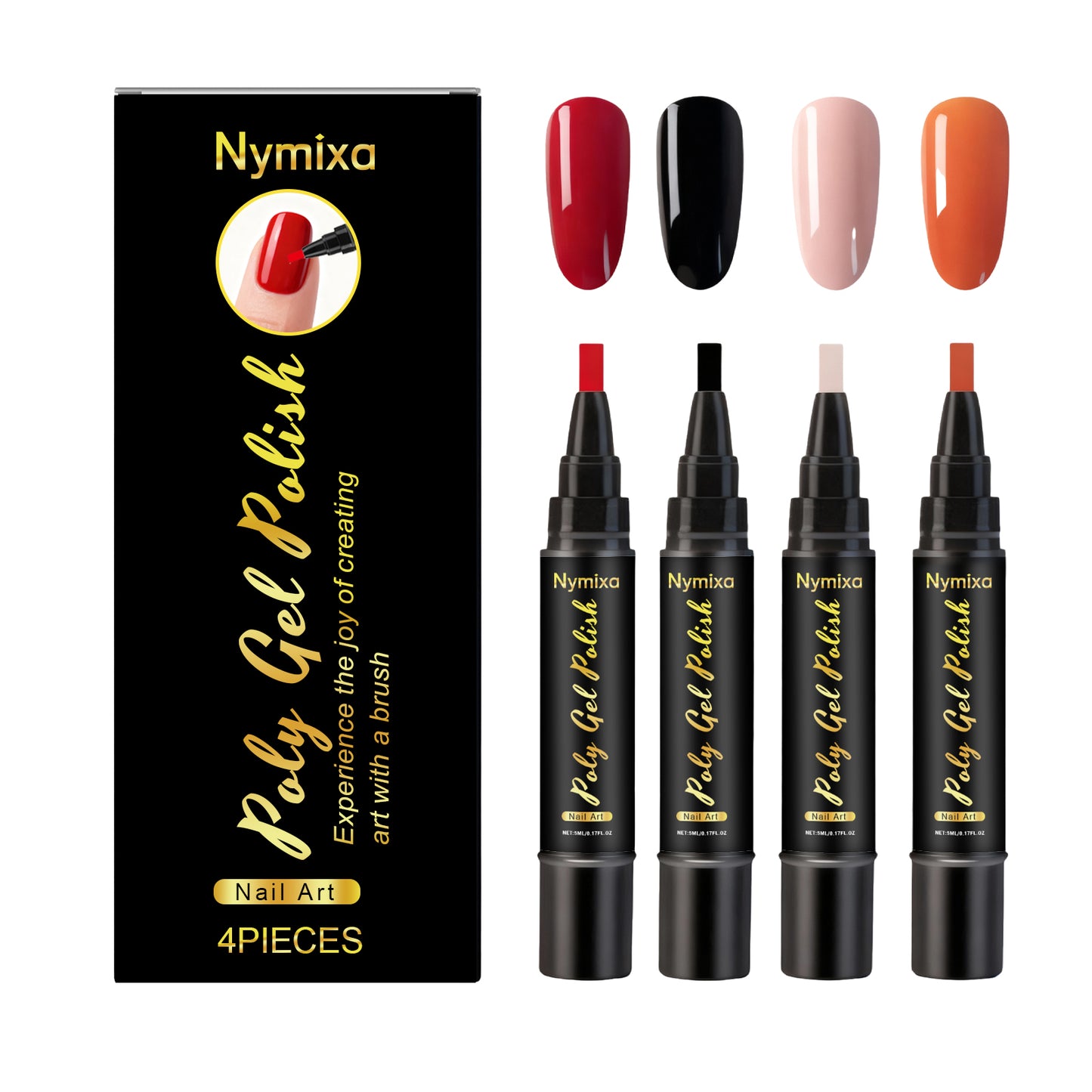 Poly Gel Nail Polish Set - 4 Pieces Nail Art & Gel Polish Kit