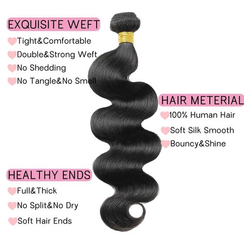 Suerkeep Body Wave 3 Bundles Human Hair 22 22 22 Inch 100% Brazilian Human Hair Bundles Weave Bundles Deals Real Human Hair Extensions Natural Black Color