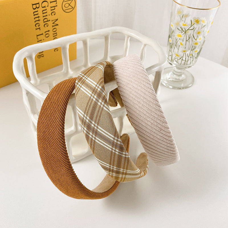 Wide Thick Solid Color Striped Plaid Headband