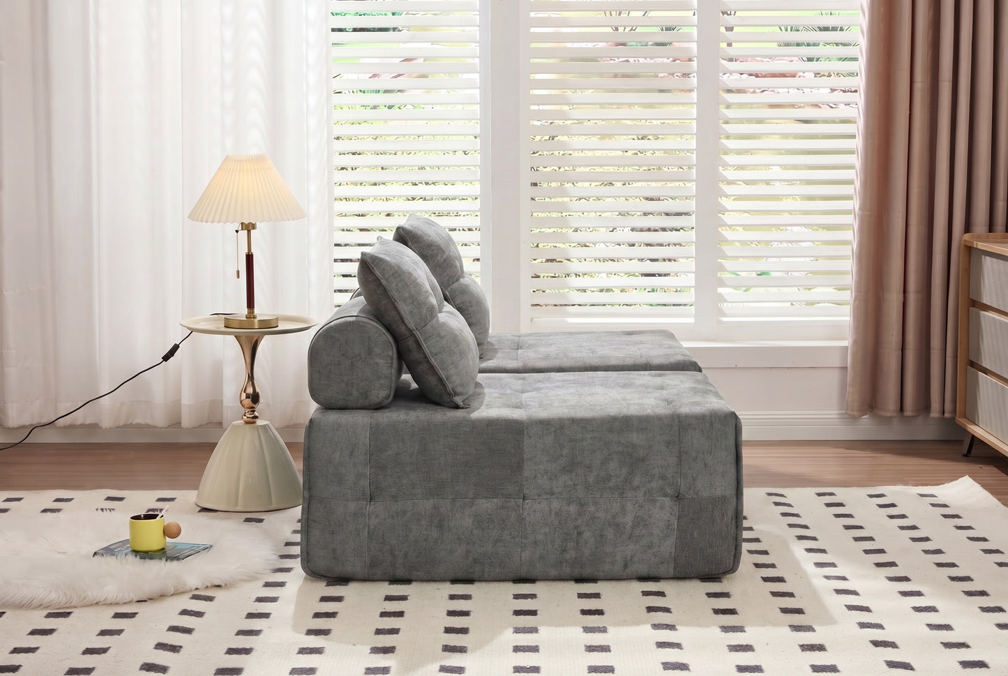 Modular Sectional Sofa with Adjustable Backrest - Grey