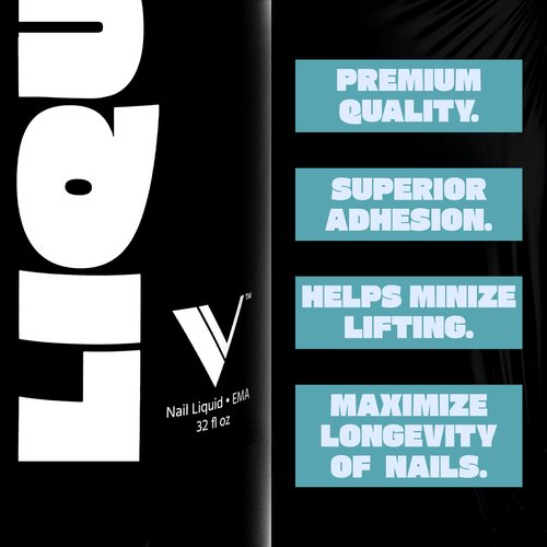V Beauty Pure Monomer Acrylic Nail Liquid - Long-Lasting Nail Monomer Liquid for Smooth & Glossy Finish - Acrylic Nail Supplies for Nail Technicians, Salon & Home Manicure & Pedicure - 32 Oz