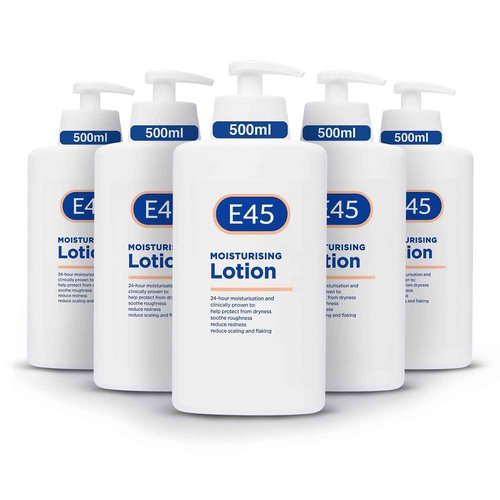 E45 Dermatological Moisturising Lotion, 500 ml, Pack of 5