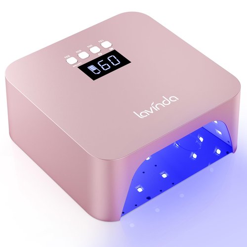 Lavinda 48W Nail Lamp, Rechargeable Cordless UV Light for Gel Nails LED Nail Dryer with Auto Sensor, 4 Timer Settings & LCD Display, Fast Curing Light All Gel Polish for Home&Salon (NovaGlow RoseGold)