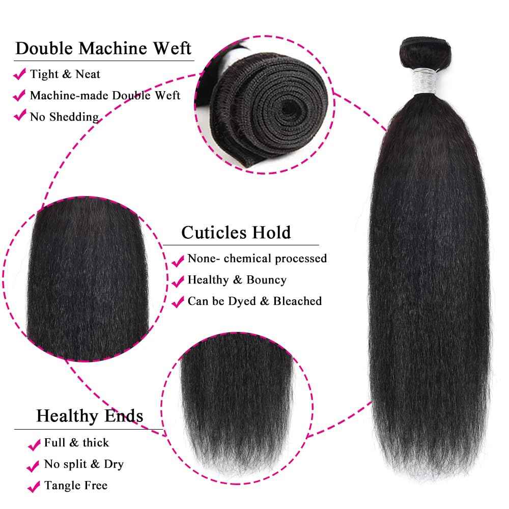 Kinky straight Human Hair Bundles Yaki Straight Human Hair 14 16 18 inch 100% Unprocessed Brazilian Virgin Hair Kinky Straight Bundles