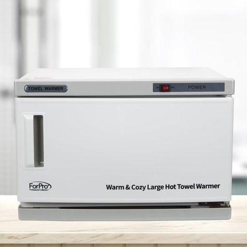 ForPro Warm & Cozy Hot Towel Warmer, Large 16L Capacity Cabinet, Stainless Steel Rack, White