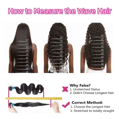 Ladiaryf Body Wave Human Hair Long Brazilian Virgin Hair Bundles - Natural Black Color, Can Be Dyed and Styled - 3 Weave Bundles - Total 300g - 22, 24, 26 Inch