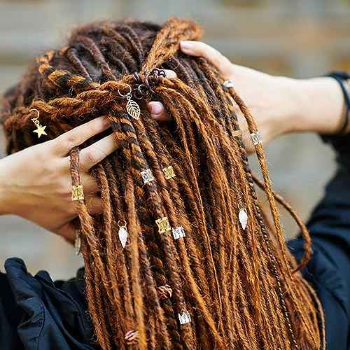 206 Pieces Beads for Hair Braids, Dreadlock Jewelry, Hair Jewelry for Braids, Metal Gold and Silver Braid Rings, Cuffs and Clips for Men Women Dreadlock Accessories