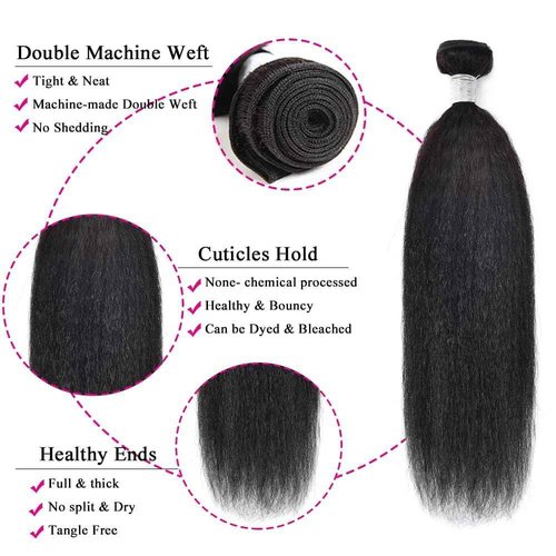 Yaki Straight Bundles Kinky Straight 14 16 18 20in 100% Unprocessed Brazilian Human Hair Weave Kinky straight Human Hair Bundles Natural Black