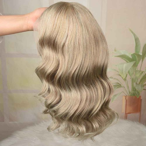 Ash Blonde Bob Wig Human Hair 13x4 HD Lace Front Wigs Human Hair 180% Density Loose Body Wave Lace Frontal Human Hair Wigs Glueless Blonde Colored Body Wave Bob Wig Pre Plucked for Women 14 Inch
