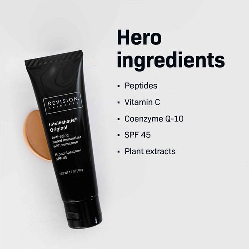 Revision Skincare Intellishade® Original SPF 45, Anti-Aging Tinted Sunscreen for Face, Daily Moisturizer with SPF, Anti-Wrinkle with Peptides & Vitamin C, Hydrating Broad-Spectrum Sunscreen, 1.7 oz