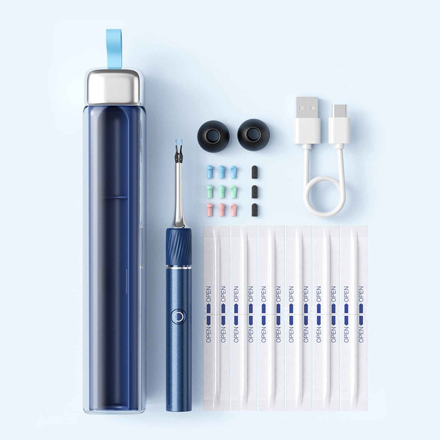 MARSDREAMS Ear Wax Removal Tool with Tweezers, Ear Cleaner with FHD Camera, Cleaning Earwax Remover Picker Kit with Light 12 Replacement Ear Picks