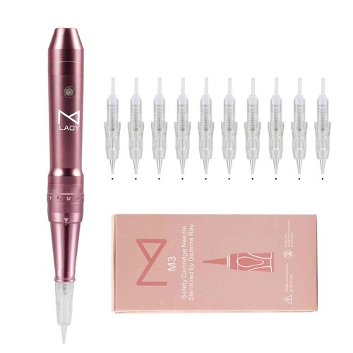 M Permanent Makeup Machine - Microblading Machine, Eyebrow Tattoo Machine - Microshading, Lip, Ombre Brows Machine - Wireless Machine Kit - Achieve Flawless Results (Machine, Pink)