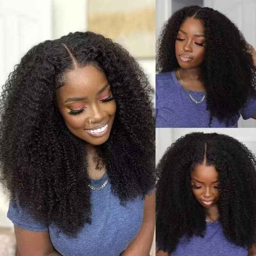13x6 Lace Front Wigs Human Hair HD Lace Front Wigs Human Hair Pre Plucked Afro Kinky Curly Human Hair Wigs for Women 180% Density 4b/4c Glueless Wigs Human Hair for Women 16 inch